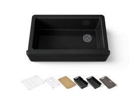 35-3/4" undermount single-bowl farmhouse workstation kitchen sink