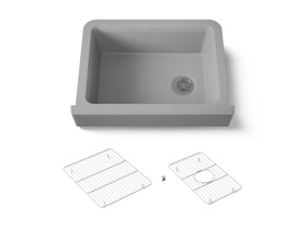 29-3/4" undermount single-bowl farmhouse kitchen sink with short apron