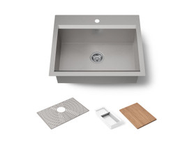 27" top-/undermount single-bowl workstation kitchen sink