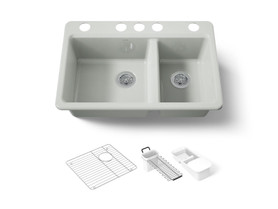33" undermount double-bowl workstation kitchen sink
