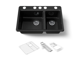 33" undermount double-bowl workstation kitchen sink