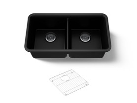 33-1/2" undermount double-bowl kitchen sink