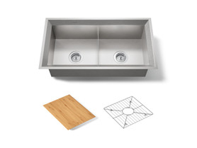 33" undermount double-bowl kitchen sink