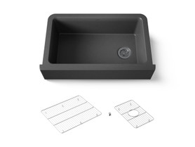 34" undermount single-bowl farmhouse kitchen sink with fluted design