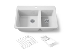 33" top-mount double-bowl workstation kitchen sink