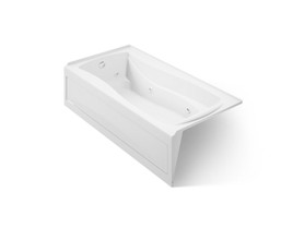 72" x 36" alcove heated whirlpool bath, left drain