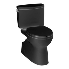 Two Piece Elongated 1.28 GPF Toilet with Double Cyclone Flush System - Seat Not Included in Ebony