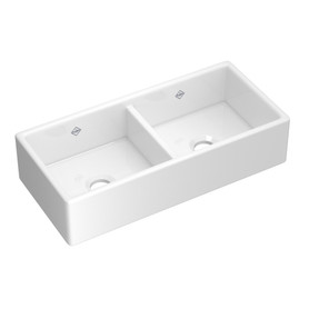 Shaker(TM) 39" Double Bowl Farmhouse Apron Front Fireclay Kitchen Sink