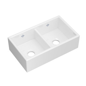 Shaker(TM) 31" Low Divide Double Bowl Apron Front Fireclay Kitchen Sink