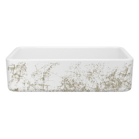 Lancaster(TM) 36" Single Bowl Farmhouse Apron Front Fireclay Kitchen Sink With Metallic Design
