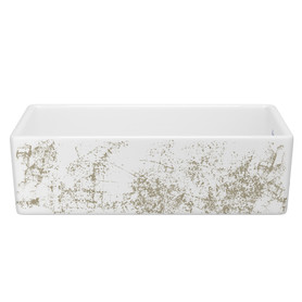 Shaker(TM) 36" Single Bowl Farmhouse Apron Front Fireclay Kitchen Sink With Metallic Design