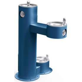 Outdoor Bi-Level Pedestal Fountain With Pet Station Non-Filtered Non-Refrigerated Freeze Resistant Blue in Blue