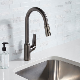Focus N Higharc Kitchen Faucet, 2-Spray Pull-Down, 1.75 Gpm in Brushed Black Chrome