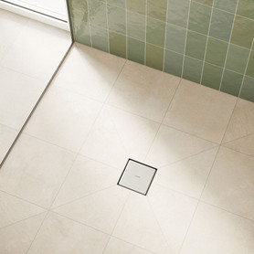 Raindrain Brilliance Point Drain Set 4"X 4" Trim Tileable Rear Cover And Rough in Brushed Stainless Steel