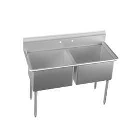 Dependabilt Stainless Steel 58-1/2" X 29-13/16" X 43-3/4" 16 Gauge Two Compartment Sink W/18" Right Drainboard +Ss Legs