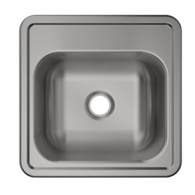 Stainless Steel Sink 15" X 15" X 5-3/16" Drop-In Single Bowl 23 Gauge 2-Hole in Satin