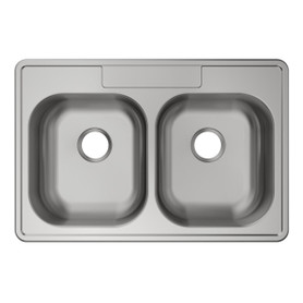 Stainless Steel Sink 33" X 22" X 5-3/8" Drop-In Double Bowl 22 Gauge 3-Hole 50 Pk in Satin