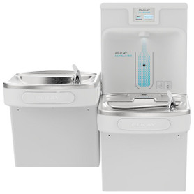Enhanced Filtered Bottle Filling Station & Bi-Level Ada Cooler Arctic White Pfoa/Pfos & Lead Reduction Drop Down Wrapper