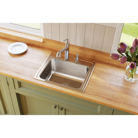 Lustertone Classic Stainless Steel 22" X 19-1/2" X 10-1/8", 0-Hole Single Bowl Drop-In Sink in Lustrous Satin