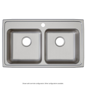Lustertone Classic Stainless Steel 33" X 19-1/2" X 6", 0-Hole Equal Double Bowl Drop-In Ada Sink in Lustrous Satin