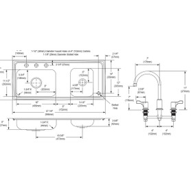 Lustertone Classic Stainless Steel 37-1/4" X 17" X 5" Double Bowl Drop-In Classroom Ada Sink Kit And Vandal-Resistant Filtration Kit With Filter Status Monitor