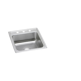 Lustertone Classic Stainless Steel 19-1/2" X 22" X 4", 0-Hole Single Bowl Drop-In Ada Sink in Lustrous Satin