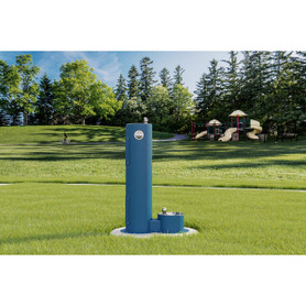Outdoor Pedestal Fountain With Pet Station Non-Filtered Non-Refrigerated Blue in Blue