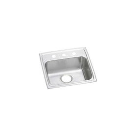 Lustertone Classic Stainless Steel 19-1/2" X 19" X 4", 0-Hole Single Bowl Drop-In Ada Sink With Quick-Clip in Lustrous Satin