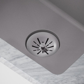 Quartz Perfect Drain 3-1/2" Removable Polymer Basket Strainer And Rubber Stopper Greystone in Greystone