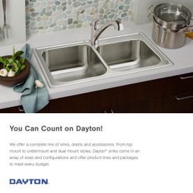Dayton Stainless Steel 33" X 19" X 8" 5-Hole Equal Double Bowl Drop-In Sink
