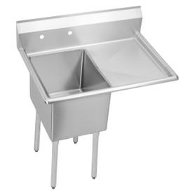 Dependabilt Stainless Steel 38-1/2" X 23-13/16" X 43-3/4" 18 Gauge One Compartment Sink W/ 18" Right Drainboard And Stainless Steel Legs