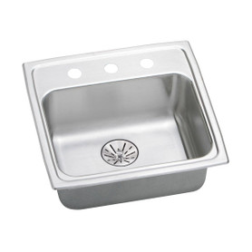 Lustertone Classic, Perfect Drain Lustertone Classic Stainless Steel 19-1/2" X 19" X 6-1/2", 0-Hole Single Bowl Drop-In Ada Sink With Perfect Drain(R) And Quick-Clip in Lustrous Satin