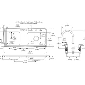 Lustertone Classic Stainless Steel 37-1/4" X 17" X 4" Double Bowl Drop-In Classroom Ada Sink Kit And Vandal-Resistant Filtration Kit With Filter Status Monitor