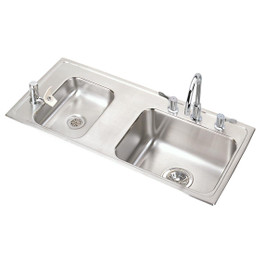 Lustertone Classic Stainless Steel 37-1/4" X 17" X 6" Double Bowl Drop-In Classroom Ada Sink Kit And Vandal-Resistant Filtration Kit With Filter Status Monitor