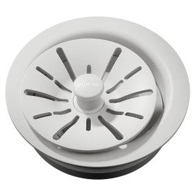 Quartz Perfect Drain 3-1/2" Polymer Disposer Flange With Removable Basket Strainer And Rubber Stopper White in White