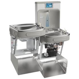 Enhanced Bottle Filler & Bi-Level Ada Cooler Refrigerated Light Gray Granite High Capacity Lead Drop Down Wrapper