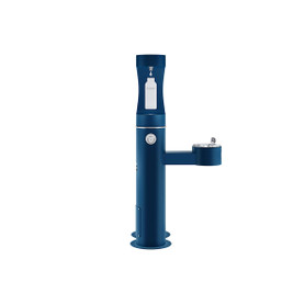 Outdoor Ezh2O Upper Bottle Filling Station Bi-Level Pedestal With Pet Station Non-Filtered Non-Refrigerated Blue in Blue
