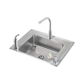 Lustertone Classic Stainless Steel 28" X 22" X 6-1/2" Single Bowl Drop-In Classroom Ada Sink Kit And Vandal-Resistant Filtration Kit With Filter Status Monitor