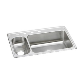 Lustertone Classic Stainless Steel 33" X 22" X 7-7/8", 0-Hole 30/70 Double Bowl Drop-In Sink in Lustrous Satin