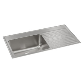 Lustertone Classic Stainless Steel 43" X 22" X 10", Single Bowl Drop-In Sink With Drainboard in Lustrous Satin