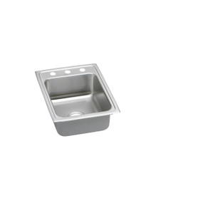 Lustertone Classic Stainless Steel 17" X 22" X 6-1/2", 0-Hole Single Bowl Drop-In Ada Sink With Quick-Clip in Lustrous Satin