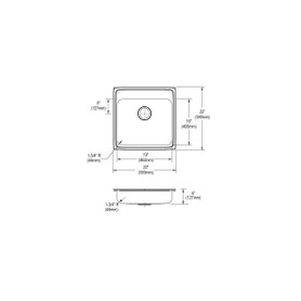 Lustertone Classic Stainless Steel 22" X 22" X 5", 0-Hole Single Bowl Drop-In Ada Sink With Quick-Clip in Lustrous Satin