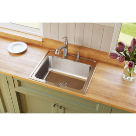 Lustertone Classic Stainless Steel 25" X 22" X 10-3/8", 0-Hole Single Bowl Drop-In Sink in Lustrous Satin