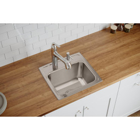 Lustertone Classic Stainless Steel 17" X 16" X 10-1/8", 0-Hole Single Bowl Drop-In Sink in Lustrous Satin