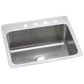 Lustertone Classic Stainless Steel 27" X 22" X 10", 0-Hole Single Bowl Dual Mount Sink in Lustrous Satin