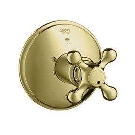 3-Port Diverter Trim with Cross Handle in Polished Brass
