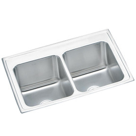 Lustertone Classic Stainless Steel 33" X 22" X 10-1/8", Equal Double Bowl Drop-In Sink in Lustrous Satin