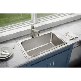 Lustertone Classic Stainless Steel 33" X 22" X 11-5/8", 0-Hole Single Bowl Drop-In Sink in Lustrous Satin