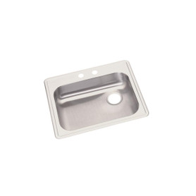 Dayton Stainless Steel 25" X 21-1/4" X 5-3/8" 2-Hole Single Bowl Drop-In Sink With Right Drain