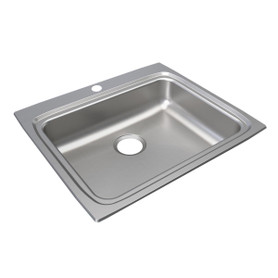 Lustertone Classic Stainless Steel 25" X 22" X 6", Single Bowl Drop-In Ada Sink in Lustrous Satin